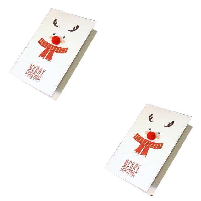 Ounissouiy Exquisita tarjeta de felicitación de Navidad, dibujos animados tridimensionales, bola de pelo de alce, nariz, postal de Navidad para niños, Type1 NO1 Ounissouiy CBP261046