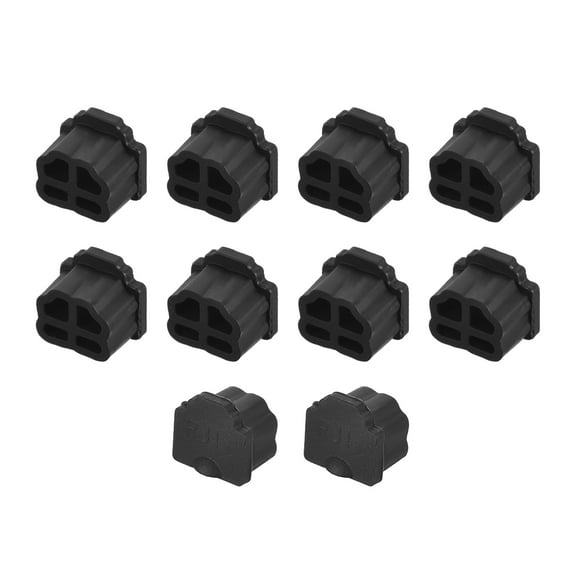 Silicone Telephone Modular Port RJ11 Anti-Dust Stopper Cap Cover Black 10 pcs