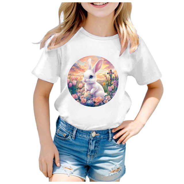 Chemises Garçon Manches Courtes Tenue de Pâques Mode Dessin Animé Hauts T-Shirts Mignons pour Garçons 8-10 Ans