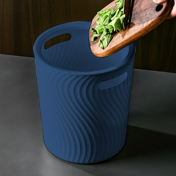 Latrodar Striped Waste Bin Home Office Kitchen Waste Bin Pressure Ring Wastepaper Basket Waste Bin Suitable For Home Kitchen Bathroom Garage Blue Safe&Non-to