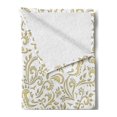 thumbnail image 2 of Vintage Soft Flannel Fleece Throw Blanket, Monochrome Style Classic Victorian Inspired Rococo Motif Repetition, Cozy Plush for Indoor and Outdoor Use, 50" x 70", Pale Camel White, by Ambesonne, 2 of 5