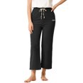 thumbnail image 1 of Pantalones de yoga Allegra K cómodos con cordón de pierna ancha para mujer pijama de salón Negro XS, 1 of 6