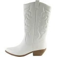 thumbnail image 4 of Soda Reno White/Beige Pu Western Cowboy Stitched Pointed Toe Ankle Fashion Boots (White/Beige Pu, 7.5), 4 of 6