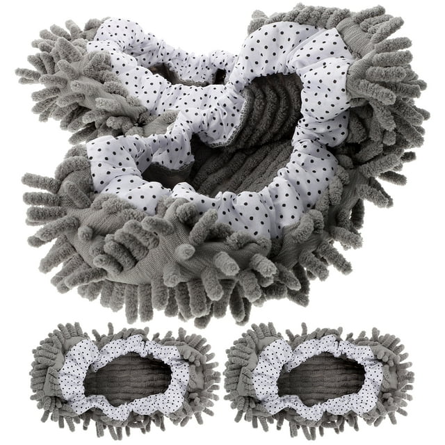 2 pares de zapatillas de fregona lavables, limpiador de polvo para pies, zapatillas de barrido, cubre calcetines de fregona