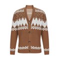thumbnail image 2 of APEXFWDT Men's Christmas Knit Cardigan Shawl Collar Button-Down Long Sleeve Sweater Coat, Festive Holiday Outerwear,XL,Khaki, 2 of 5