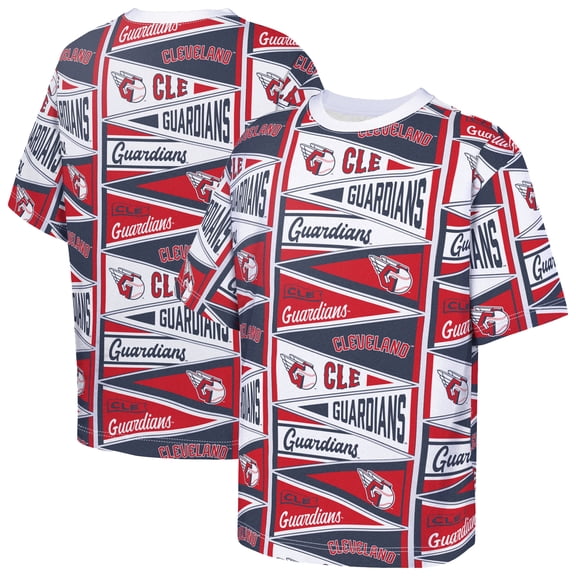 Youth Outerstuff  Red Cleveland Guardians All-Over Pennant T-Shirt