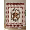thumbnail image 4 of Fsddascl Country Star Plaid Shower Curtain Set - Extra Long 72" x 96" Washable Bathtub Curtain with 12 Hooks, Retro Western Farmhouse Barn Berry Waterproof Fabric Stall Shower Curtains for Bathroom, 4 of 6