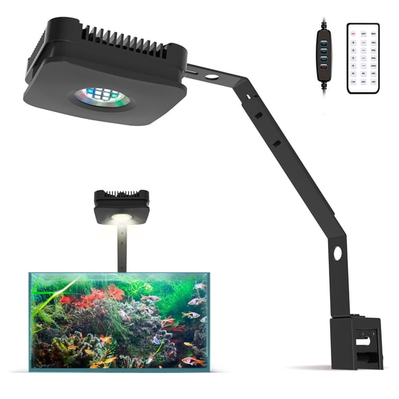 Lominie Aquarium Plant Light Full Spectrum Aquarium LED Light Remote Control 30W Nano Fish Tank LED Light with Bracket