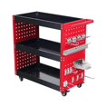 thumbnail image 2 of Carro rodante de 3 niveles para trabajo pesado, organizador móvil de hardware de taller, carros utilitarios con ruedas para reparación de automóviles, B rojo mayimx carro de almacenamiento, 2 of 7