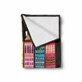 thumbnail image 2 of Colorful Soft Flannel Fleece Blanket, Illustration of the Cityscape Apartment Buildings European Architecture Urban Life, Cozy Plush for Indoor and Outdoor Use, 70" x 90", Multicolor, by Ambesonne, 2 of 6