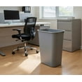 thumbnail image 4 of 10.25 Gallon / 41 Quart Gray Rectangular Plastic Wastebasket Trash Can - 20 Inch Tall Compact Open Top Bin for Office, Home, Bathroom & Desk Side Use (15.25" x 11.25" x 20"), 4 of 5