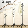 thumbnail image 4 of Superior Hub 2PCS Solid Wooden Coat Rack Freestanding, New Zealand Pine Coat Tree with 8 Hooks&3 Adjustable Sizes for Coats,Hats,Handbags and Scarves,Space Saving for Entryway/Office/Bedroom (Black), 4 of 14