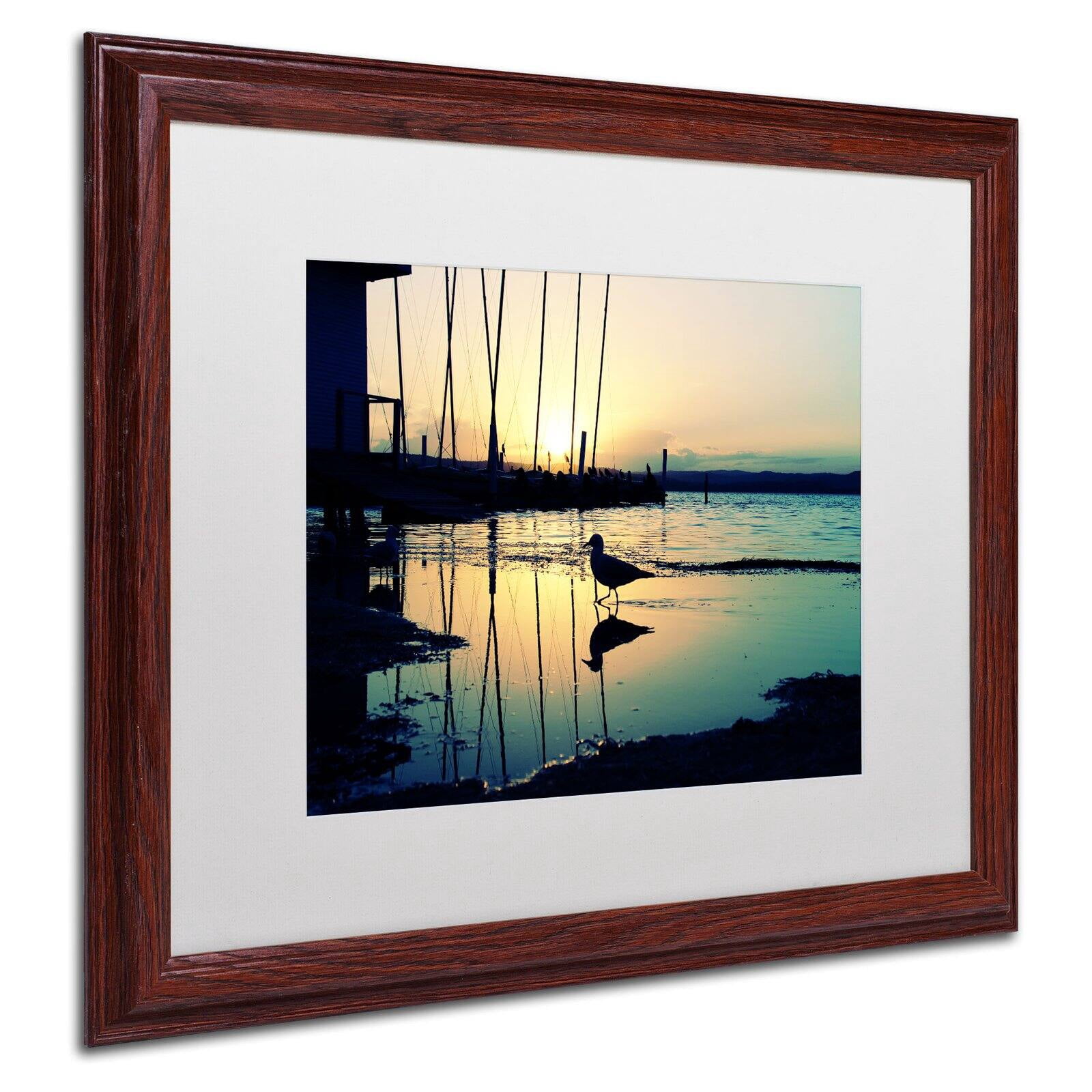Trademark Fine Art "Lonely at Sunset" Canvas Art by Beata Czyzowska Young, White Matte, Black Frame