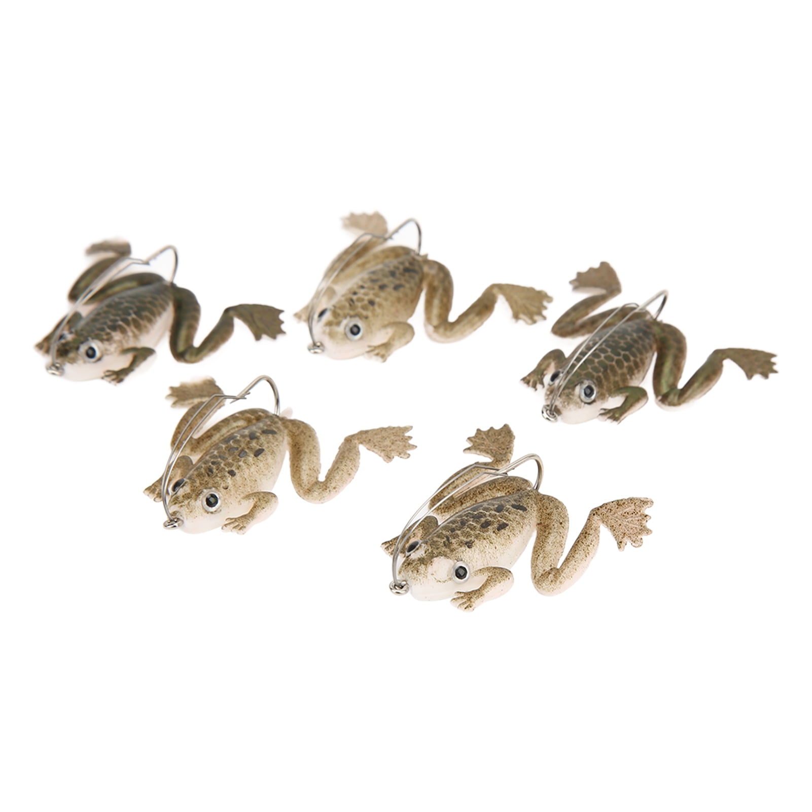 Lifelike Soft Artificial Rubber Frog Lure Swimming Bait with Hook for Freshwater Fishing Trips and Tournaments Topwater Bass Tackle 1.57 inches / 4 cm 0.1 oz / 3 g 5-Count Pack Brown Color