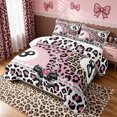 thumbnail image 3 of meiyoeat Billiards Lucky 8 Twin Quilt Set for Girls, Bow Pearl Pink Leopard Print Twin Coverlet Set, 2 Pieces, 1 Comforter and 1 Pillowcase, 3 of 7