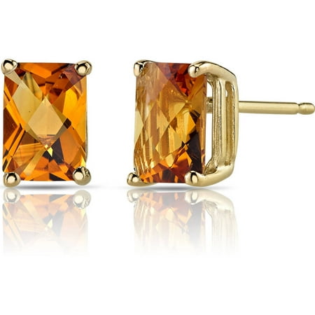 Oravo 1.75 Carat T.G.W. Radiant-Cut Citrine 14kt Yellow Gold Stud Earrings