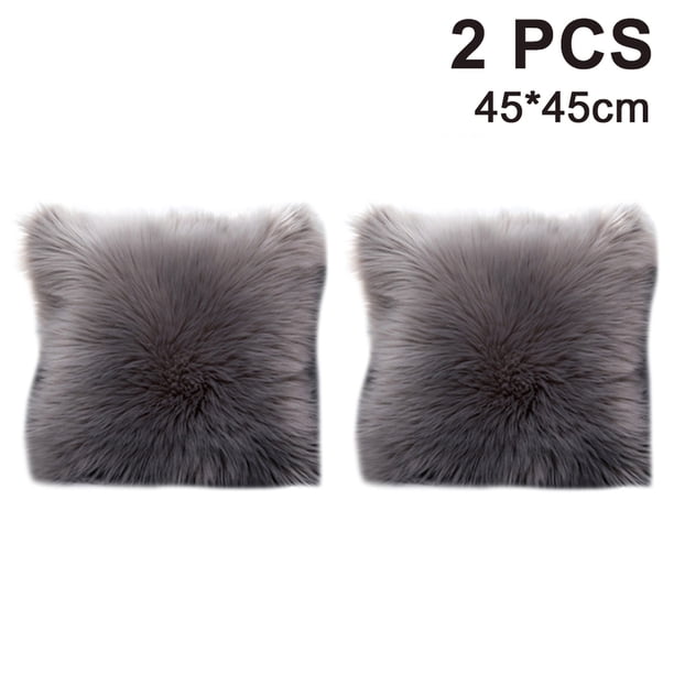 Fundas De Cojines Decorativos Suaves 45 X 45 Cm, Funda De Cojín Decorativo De Pelo Largo, Piel Sintética Decorativa, Funda De Cojín De Sofá, Funda De Cojín De Piel Sintética Adepaton 2034649-2
