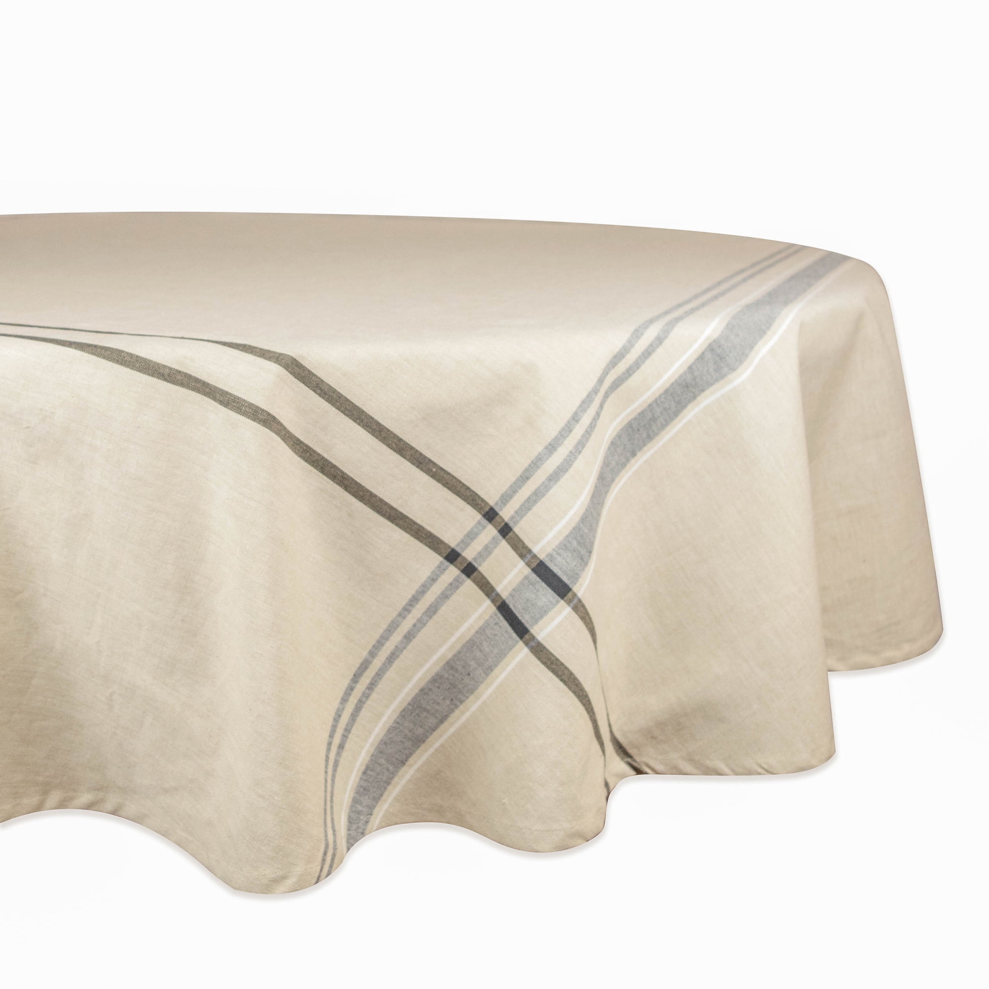 Design Imports Contemporary Round French Stripe Kitchen Tablecloth, 70