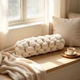 thumbnail image 6 of Chunky Braided Long Throw Pillow,Thick Knotted Tube‑Shaped Cushion,Soft Plush Decorative Bolster Pillow for Sofa Couch Bed Home Interior Layout,19"(Beige), 6 of 6
