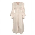 thumbnail image 1 of 2024 Spring New Satin Dress Female Design Sense Lantern Sleeve Notched Slim Temperament Slim Long Dress, 1 of 5
