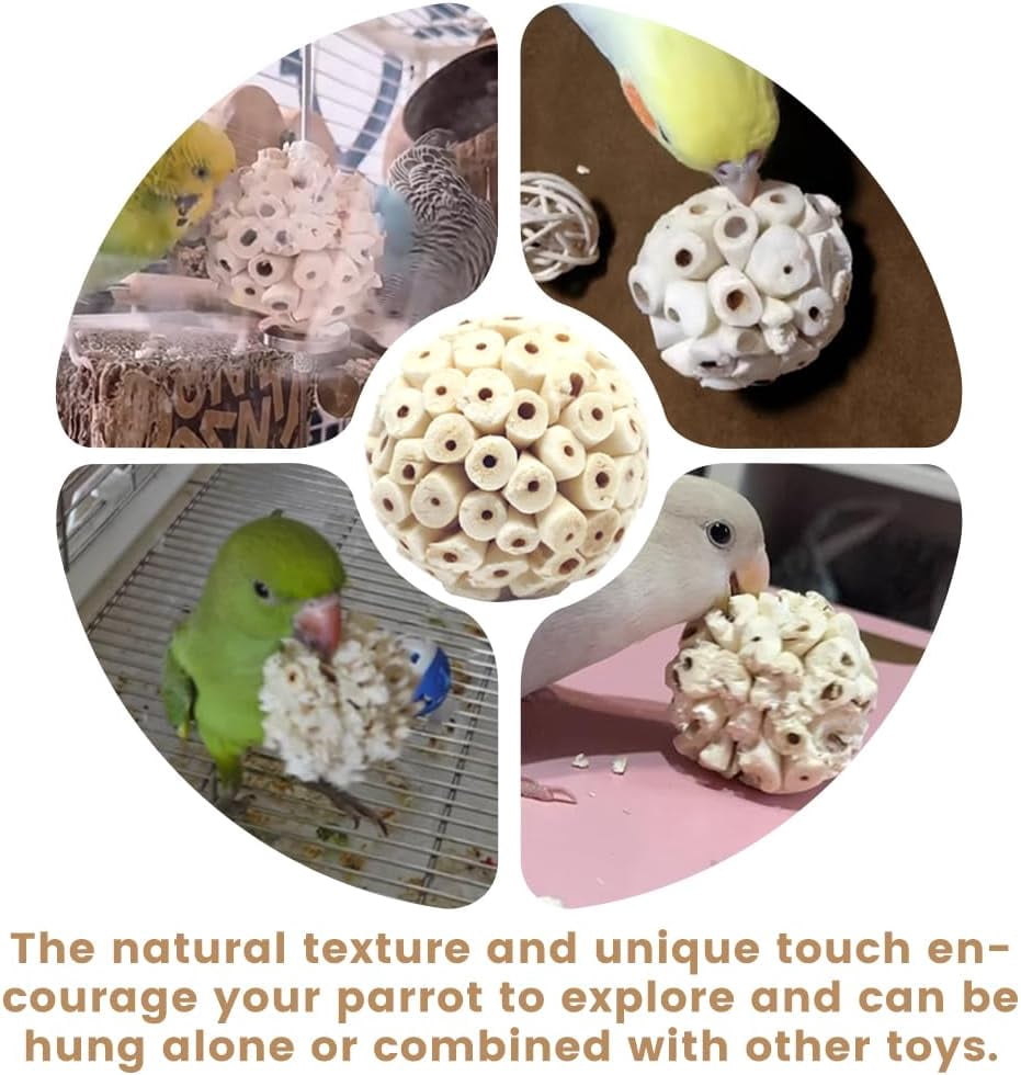 4PCS Bird Toys Sola Balls 2.36'' - Bird Foraging Toy, Sola Atta Ball, Parrot Chew Shred Toy for Sharpening Claws & Beaks for Cockatiel, Parakeets, Conure, Love Birds, Budgie and Small Birds
