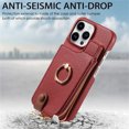 thumbnail image 3 of Decase for iPhone 15 Plus Zipper Wallet Casa,with Credit Card Holder,Built-in Ring Stand,RFID Blocking Design,Rugged Shockproof PU Leather Protective Case,Support Magnetic Car Mount,Red, 3 of 10