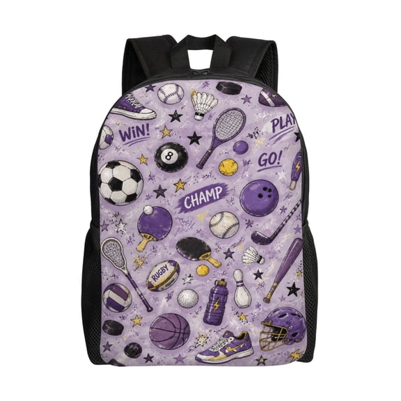 Sports Equipment Backpack Full Front Print Travel Laptop Bag for Men and Women