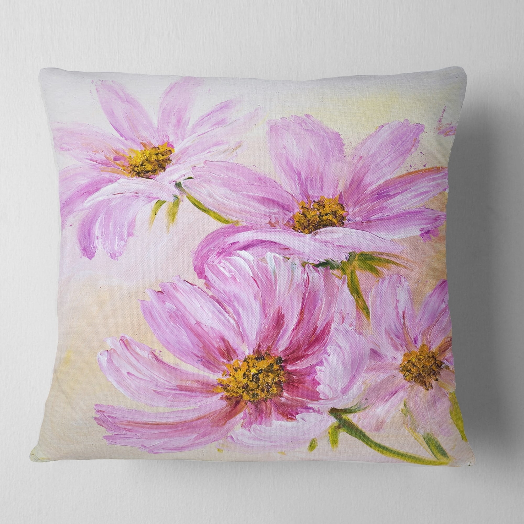 Design Art Designart Blooming Pink Cosmos Flowers Floral Throw Pillow Walmart Com Walmart Com