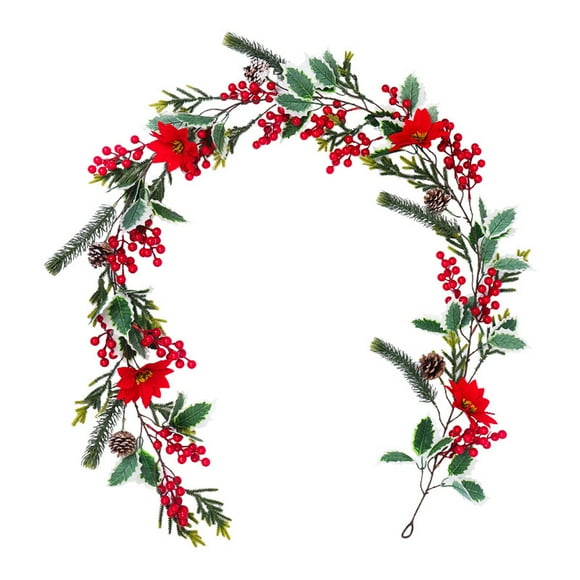 TopLLC Artificial Flowers, Fake Flowers Christmas Flower Simulation Pines Needle Vines Festival Decoration Christmas Red Fruit Home Wrapping Simulation Christmas Vines 78.7in Simulated Sunflowers