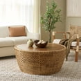 thumbnail image 2 of Safavieh Braylen Mid-Century Rattan Wood Round Coffee Table, Natural, 2 of 9