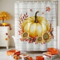 thumbnail image 3 of Thanksgiving Fall Shower Curtains for Bathroom, Watercolor Yellow Pumpkin Wood Grain Waterproof Fabric Shower Curtain for Bathroom Bathtub Decoration, Machine Washable, 72"x72", 3 of 9