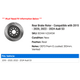 thumbnail image 2 of Rear Brake Rotor - Compatible with 2015 - 2020, 2022 - 2024 Audi S3 2016 2017 2018 2019 2023, 2 of 2