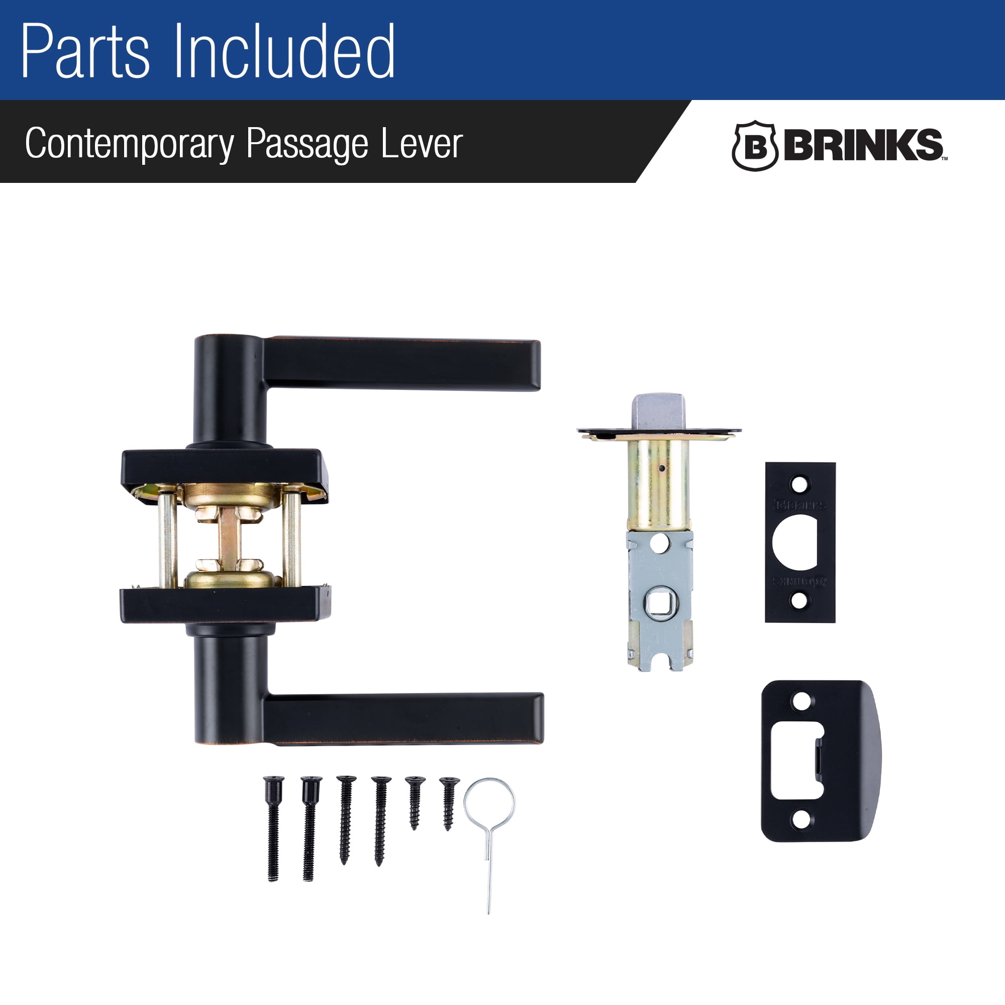 Brinks Contemporary Passage Lever Doorknob, Tuscan Bronze