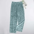 thumbnail image 3 of QATAINLAV Vacation Sales Wide Leg Pants for Women Elastic High Waisted Baggy Lounge Pant Casual Velvet Cozy Yoga Sweatpants Solid Color Trousers with Pockets Mint Green M, 3 of 7