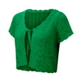 thumbnail image 5 of Lixiuxyad Womens Open Front Cardigan Breathable Lace Knit Summer Beach Cover Up For Lightweight Short Sleeve Open Front Cardigan,Green, 5 of 6