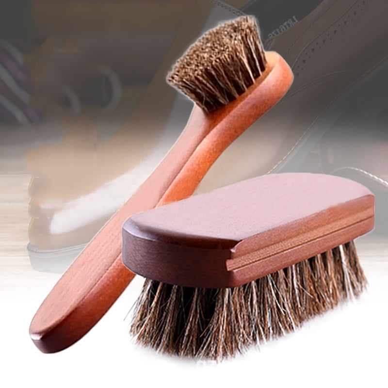 PENGXIANG 2 Pieces Horsehair Shoes Polish Brushes Care Clean Daubers