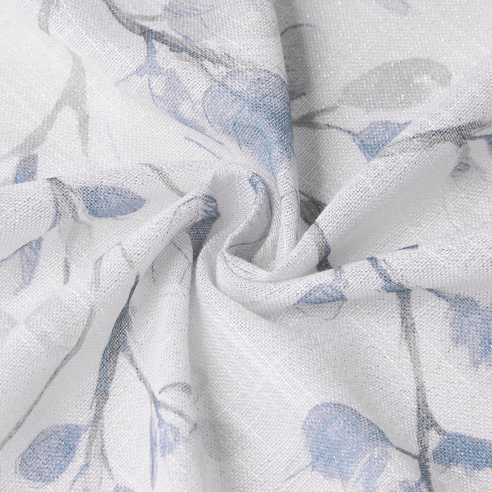 Uptown Home Navy Blue Leaf Floral Metallic Sheer Grommet Top Curtains, 40"x95", 2 Panels