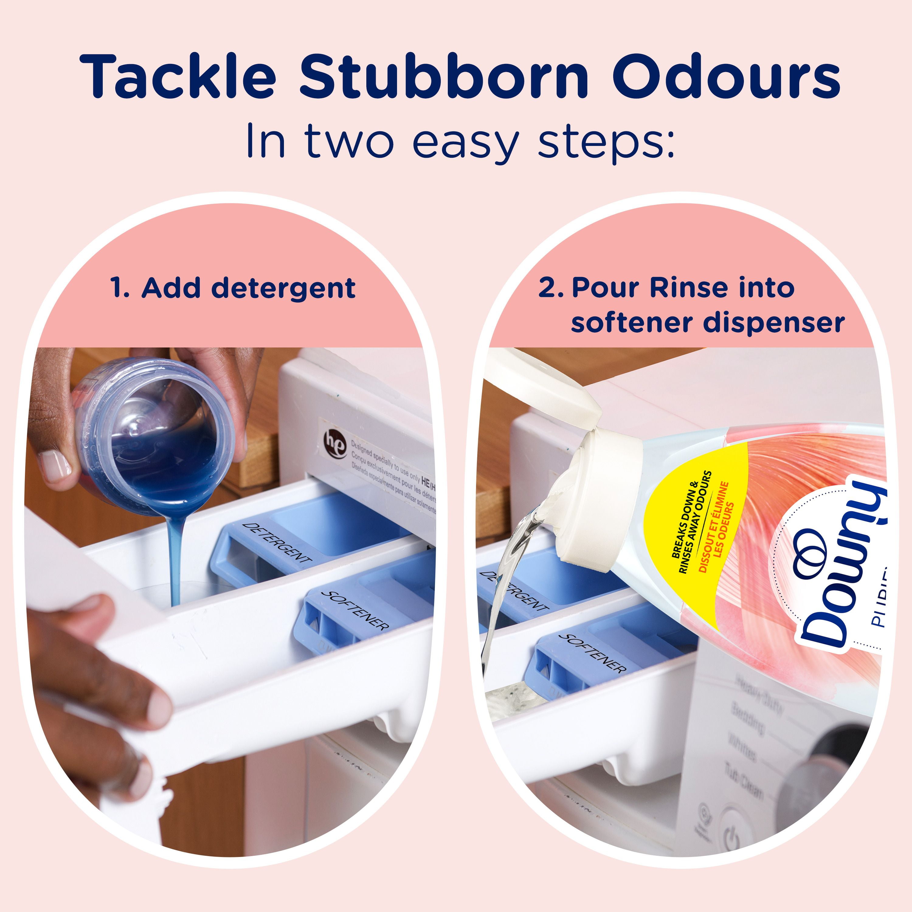 Downy Fabric Rinse Laundry Odour Remover, Spring Breeze Scent, Fabric Softener and Laundry Odour Removal Rinse, 1.41L