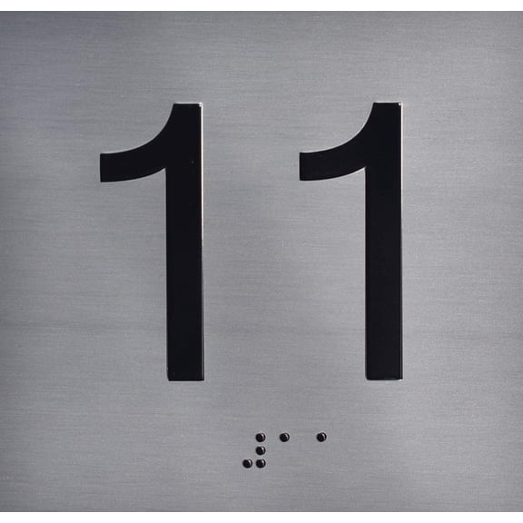 11TH Floor Elevator Jamb Plate Sign with Braille and Raised Number-Elevator Floor Number Sign(Silver)