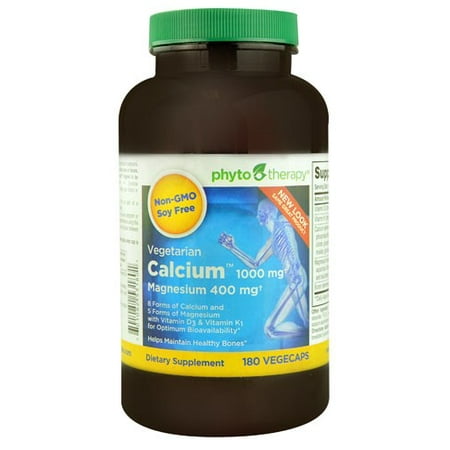 PHYTO-THERAPY Vegetarian Calcium 1000mg with Magnesium, Veggie Caps, 180 ea