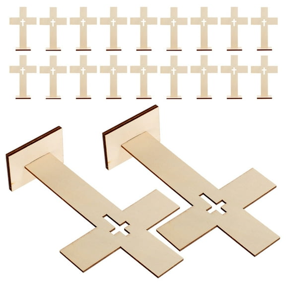 LEDMOMO Front Door Decor Outdoor Wooden Cross Ornament Khaki Wood 20Pcs