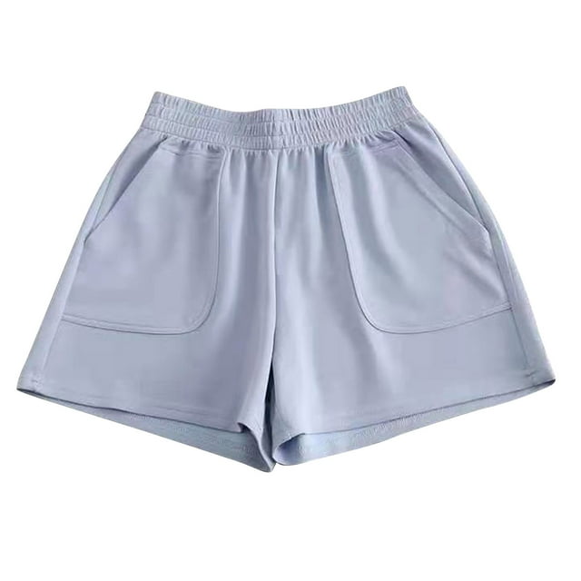 Womens Solid Color High Waisted Loose Slimming Wide Leg Pants Solid Color Casual Shorts