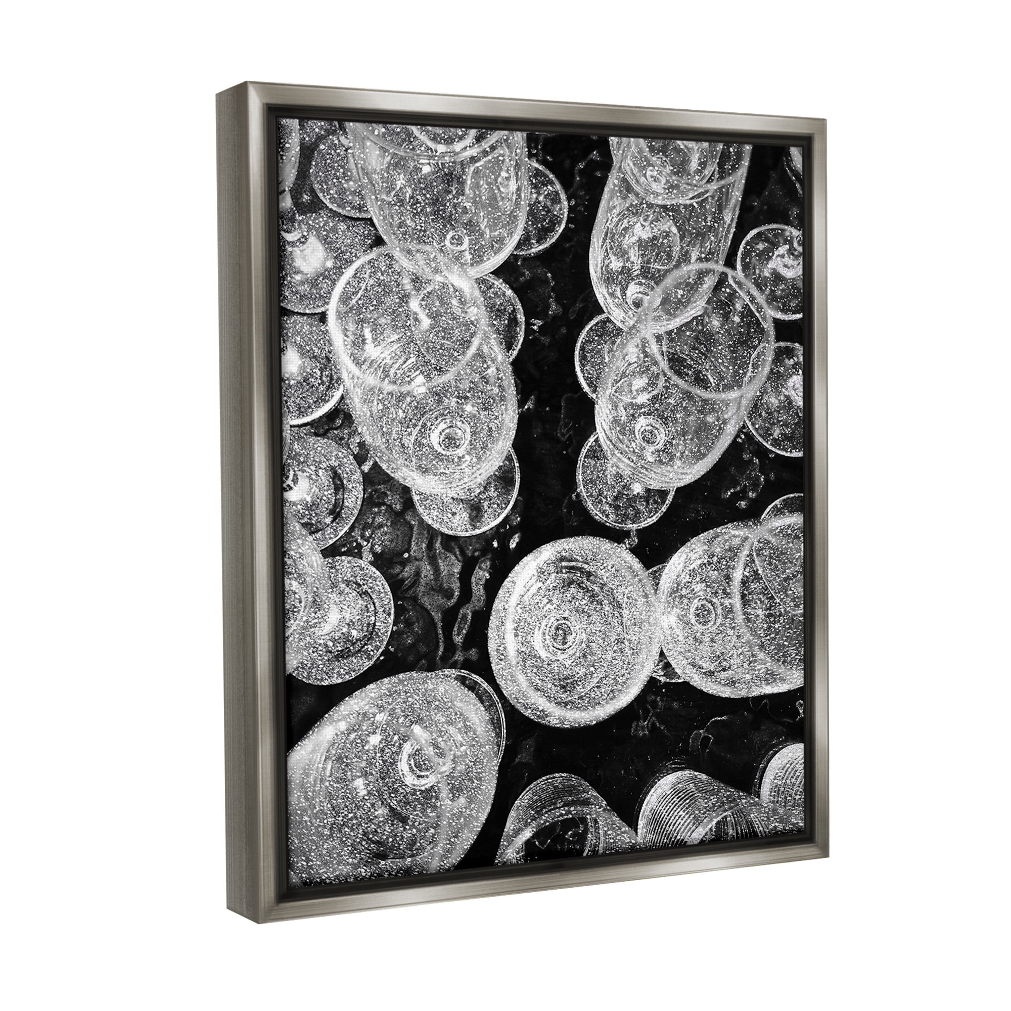 Stupell Industries Glitzy Wine Glasses Food & Beverage Photography Gray Floater Framed Canvas Art Print Wall Art, 25 x 31