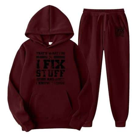 MKLEKYY Cardigan Chandail Hommes et Femmes Automne et Hiver Mode Décontractée I Fix Stuff Chandail Imprimé Pantalon Ensemble de Sport