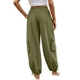 thumbnail image 7 of qolati Cargo Pants for Women Drawstring Elastic Waist Solid Yoga Sweatpants Plus Size Athletic Joggers Lounge Trousers with Pockets, 7 of 7