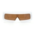 thumbnail image 2 of Womens Flat Top Thick Plastic Shield Rectangle Retro Futurism Sunglasses White - Brown, 2 of 4