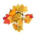 thumbnail image 3 of 秋季感恩节枫叶南瓜蜡烛环 万圣节节日餐桌中央装饰摆件花环 南瓜白果枫叶烛台, 3 of 8