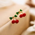thumbnail image 6 of SPRING PARK 2pcs Womens Ladies Colorful Decorative Color Cherry Matte Ear Stud Earrings Gift, 6 of 8