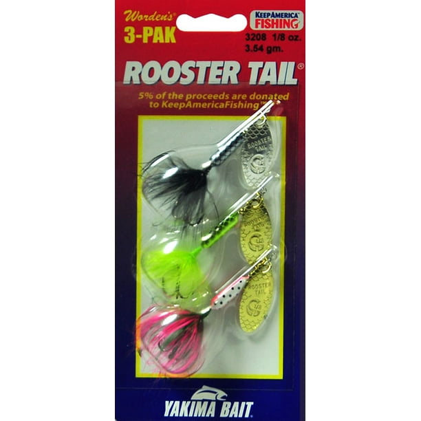 Yakima Bait Worden's Original Rooster Tail Fishing Lures, 1/8 oz., 3 Count, 3208 S114 Walmart