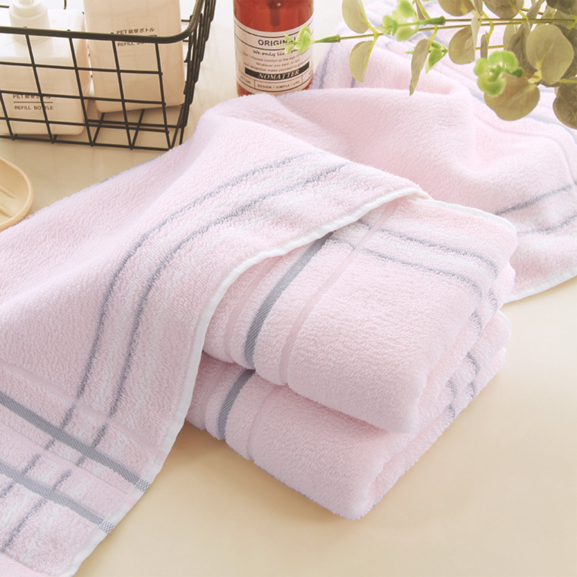 Unique Bargains Striped Cotton Hand Towels 13" x 29" Soft Set Blue 4-Piece